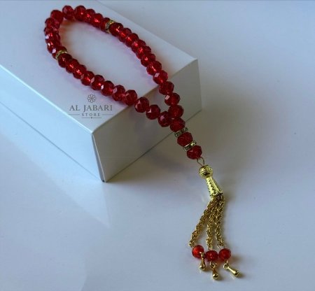 مسابح - سبح كرستال زجاج 33 حبة ( خمري )